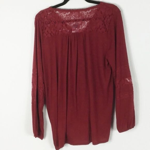 Clover & Scout Maroon Lace Hobo Tunic Blouse 2X NWT - Picture 3 of 5